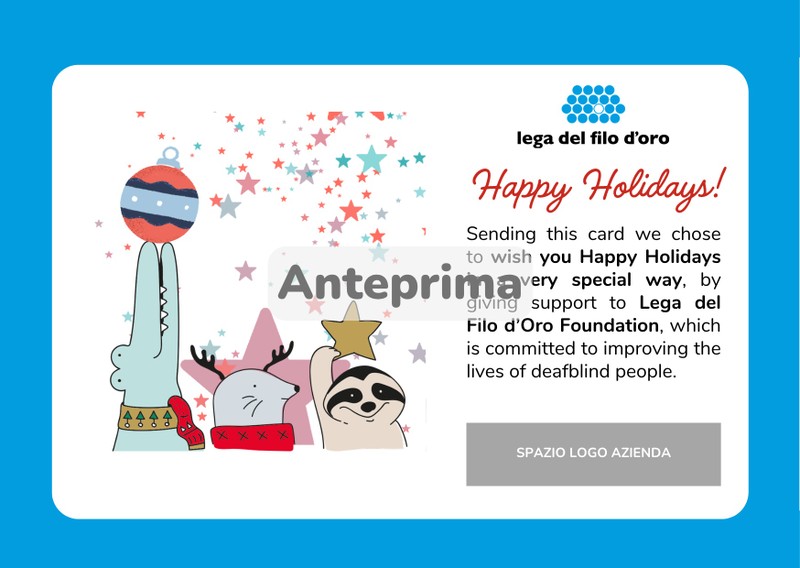 Anteprima della ecard "Simpatici musetti". Testo augurale in inglese