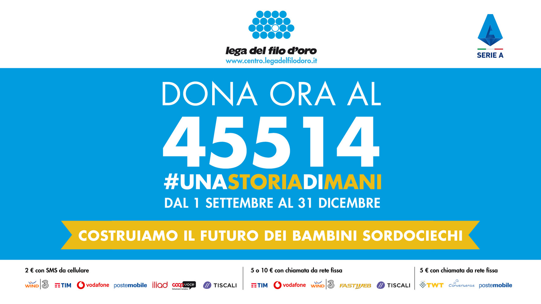 immagine della campagna #uncontattochevale - donazioni via SMS al numero 45514