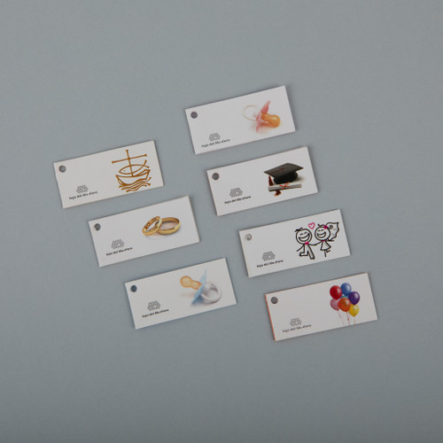 Bigliettini solidali assortiti per abbellire le tue bomboniere: cresima, comunione, battesimo, nascita, compleanno, laurea, matrimonio 16