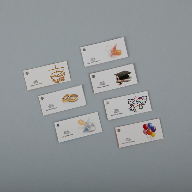 Bigliettini solidali assortiti per abbellire le tue bomboniere: cresima, comunione, battesimo, nascita, compleanno, laurea, matrimonio