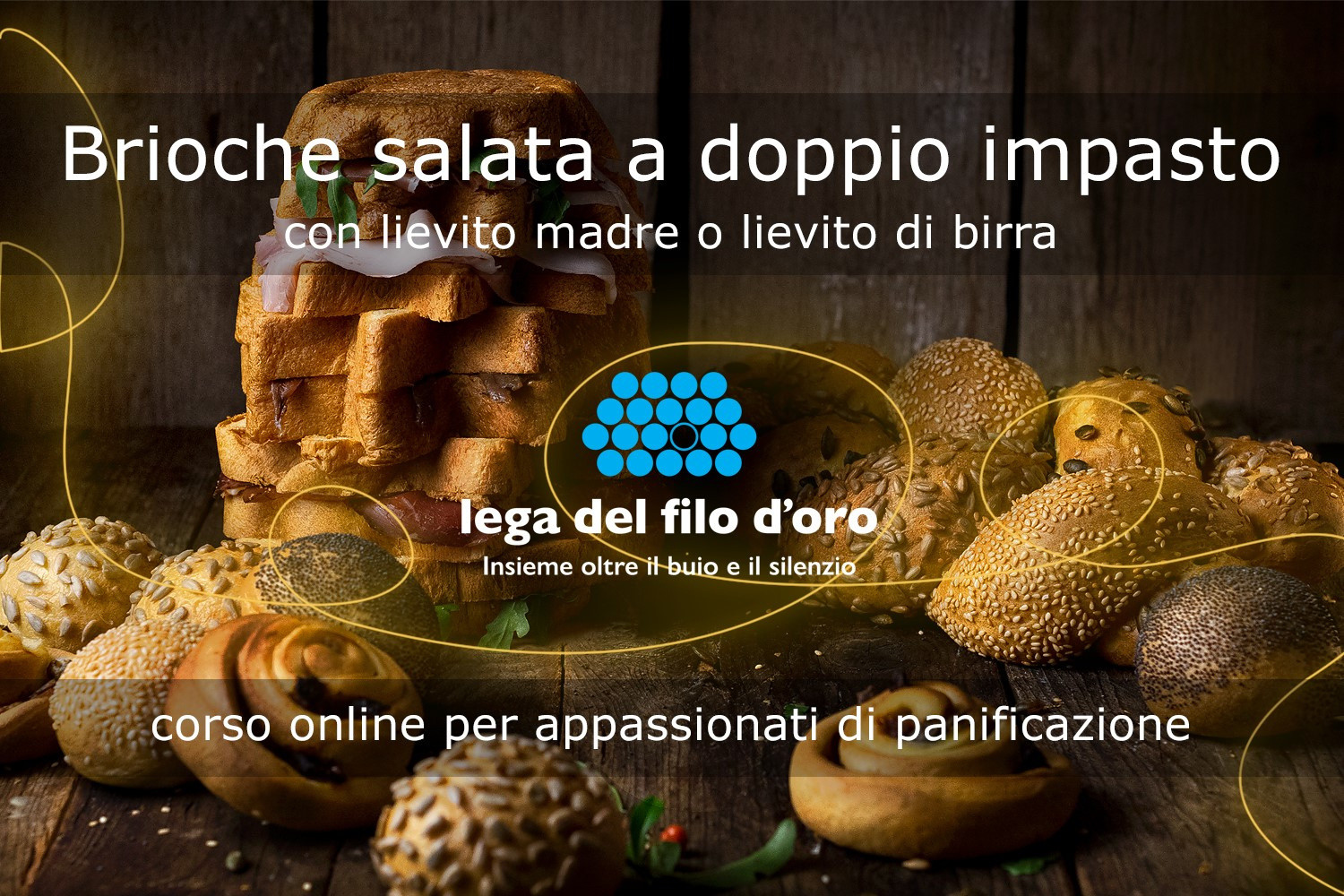 Immagine di dolci e salati per promuovere un corso di cuicina