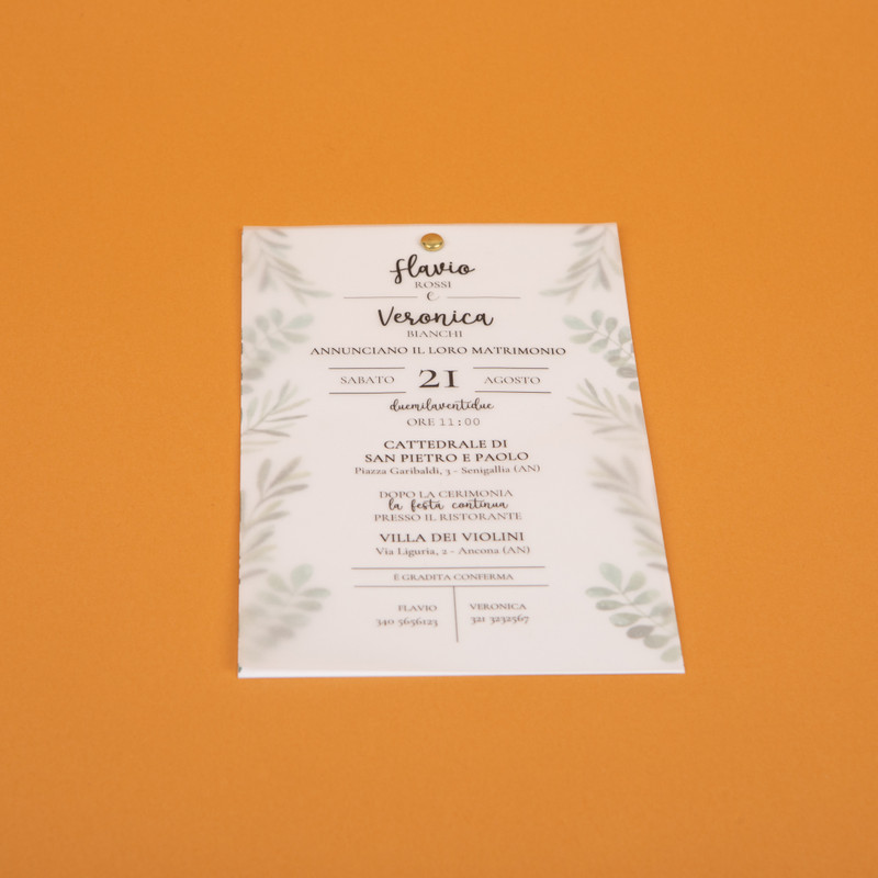 Partecipazione di matrimonio green solidale Lega del filo d'Oro. ideale per celebrare il tuo matrimonio.