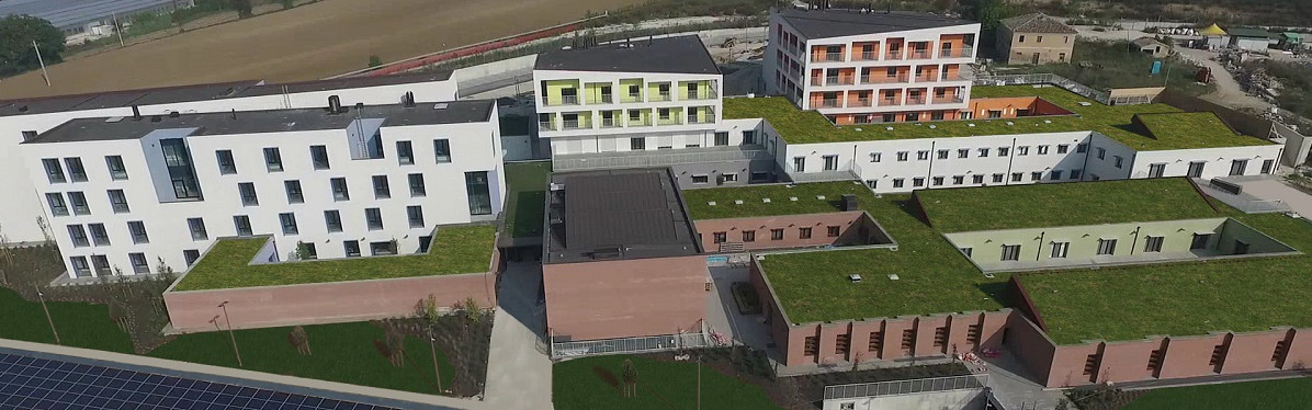 Vista aerea del primo lotto del nuovo Centro Nazionale della Lega del Filo d'Oro a Osimo