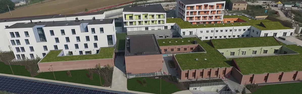 Vista aerea del primo lotto del nuovo Centro Nazionale della Lega del Filo d'Oro a Osimo