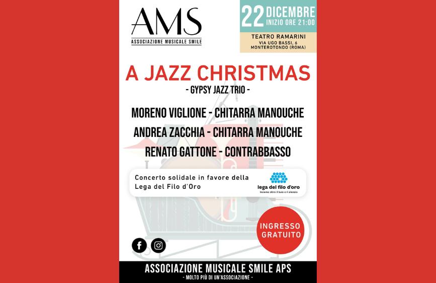Il 22 dicembre al Teatro Ramarini di Monterotondo (RM) il Gypsy Jazz Trio si esibirà in un concerto gratuito a favore della Lega del Filo d’Oro, con Moreno Viglione, Andrea Zacchia e Renato Gattone.