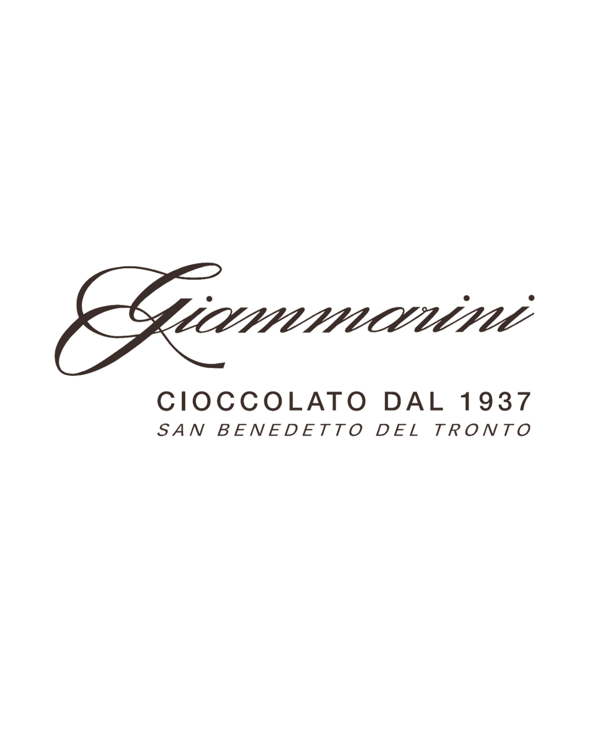 Logo azienda dolciaria Giammarini partnership Lega del Filo d'Oro. Il logo è posizionato su uno sfondo nero e sotto il nome dell'azienda c'è la scritta "Cioccolato dal 1937 - San Benedetto del Tronto".