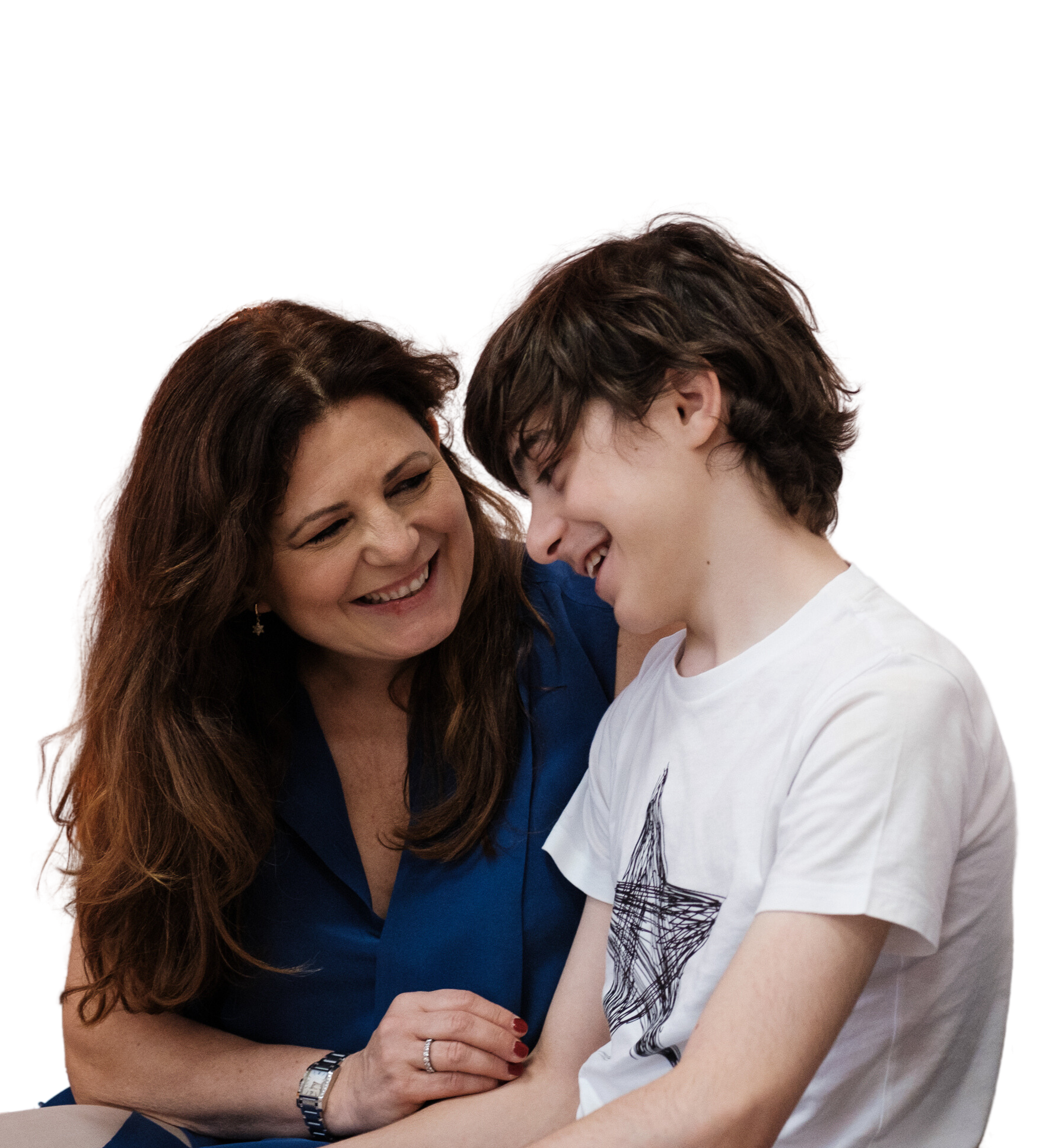 Francesco, un utente adolescente della Lega del Filo d'Oro, con sua Madre