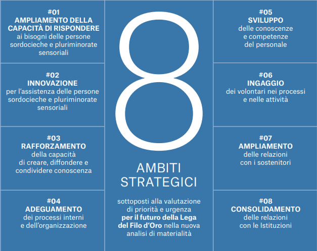 Infografica: gli ambiti strategici per il futuro della Fondazione