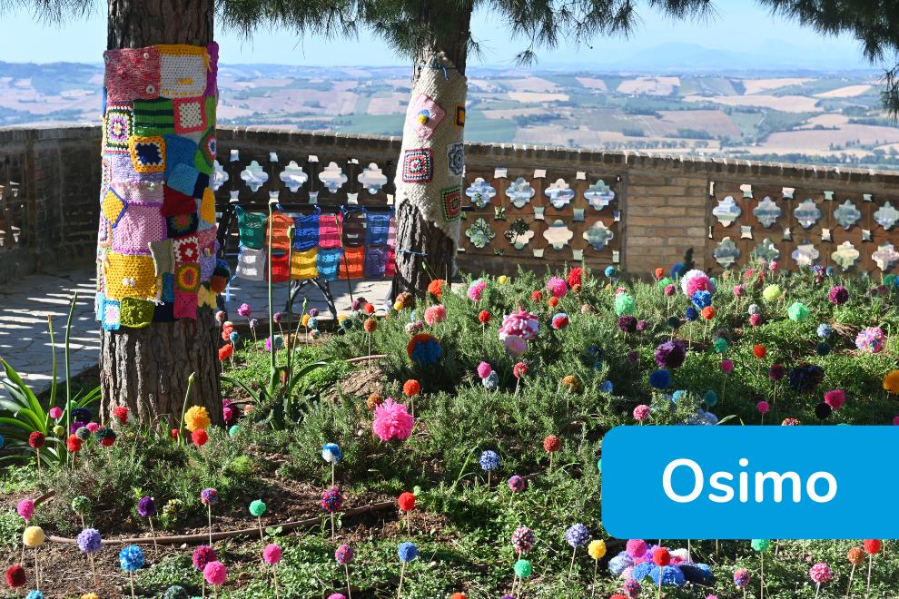 Yarn Bombing - Osimo - aiuola decorata con ponpon