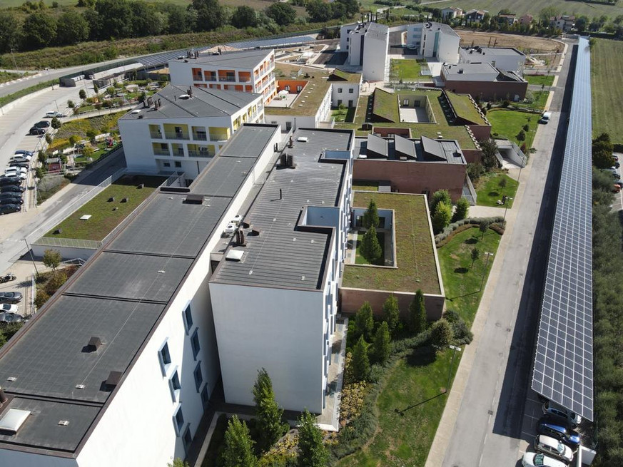 Veduta dal drone del Centro Nazionale quasi terminato 