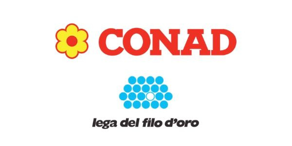 Immagine con logo CONAD e Lega del Filo d'Oro per news catalogo Mipremio gennaio 2020