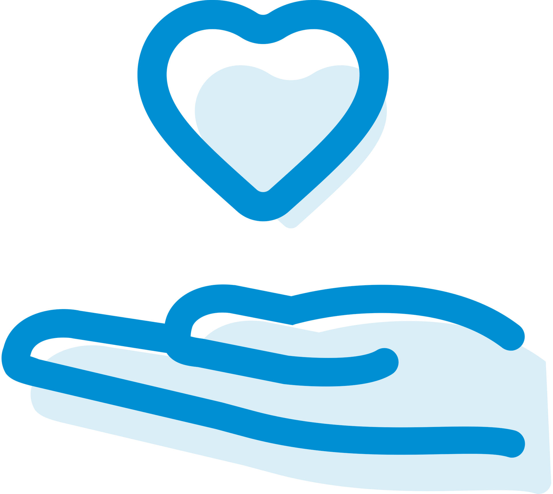 Icona che sorregge un cuore di colore azzurro