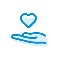 Icona di una mano con cuore