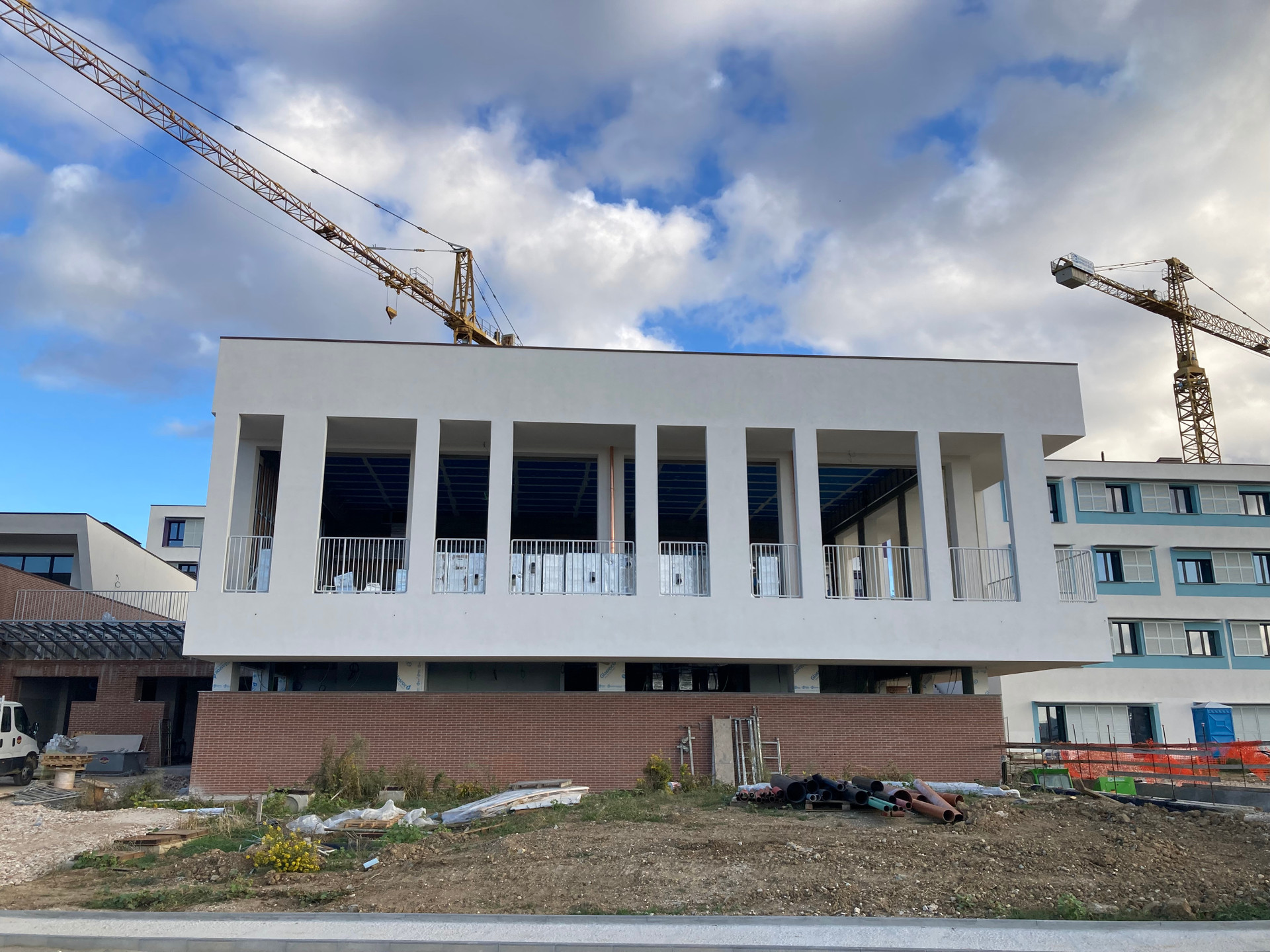 Cantiere del Secondo Lotto del Centro Nazionale di Osimo: lavori di realizzazione dellla mensa, Vista esterna