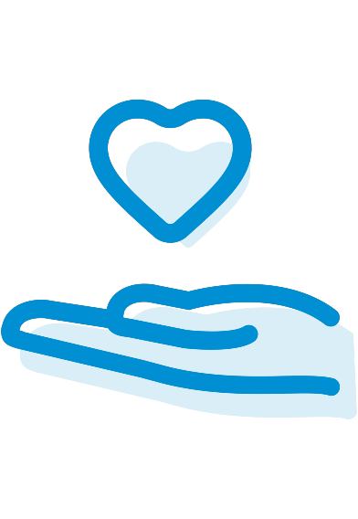 Icona di una mano che solleva un cuore