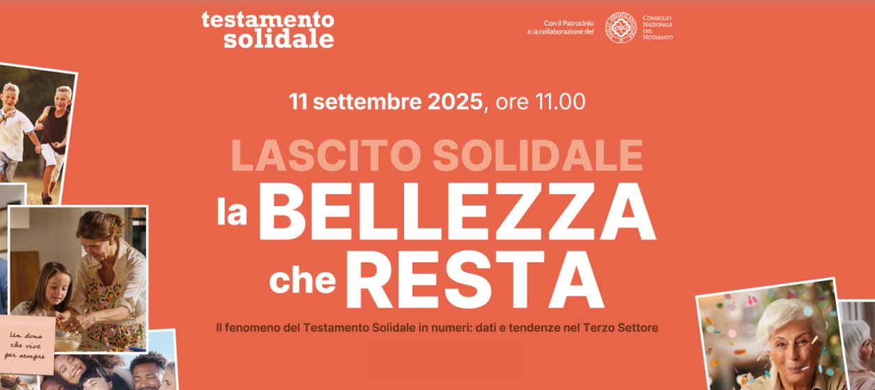 Locandina realizzata in occasione dell'evento "La Bellezza che resta". Evento dedicato al testamento solidale, svoltosi l'11 settembre 225 a Roma, presso Palazzo Rospigliosi.