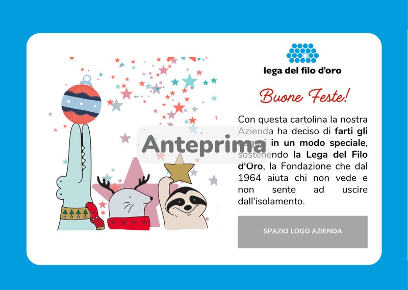 Anteprima della ecard "Simpatici musetti". Testo augurale in italiano