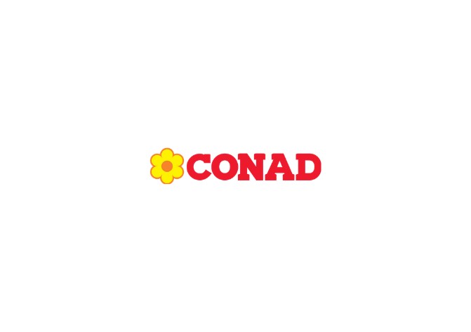 Logo Conad su sfondo bianco.