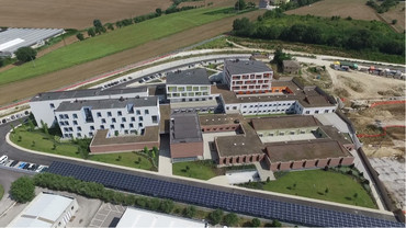 Vista dall'alto del Centro di Osimo, con il secondo lotto in costruzione. 