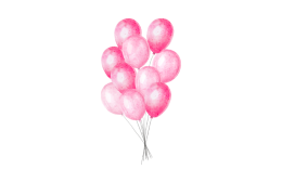 Immagine illustrata di palloncini rosa su sfondo nero