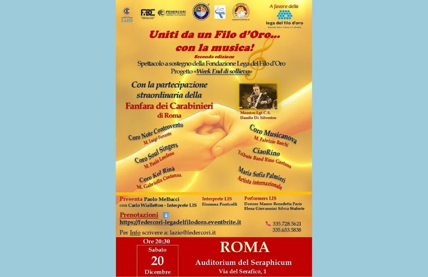 Locandina concerto con immagine di due mani intrecciate e foto del Maestro Danilo di Silvestro