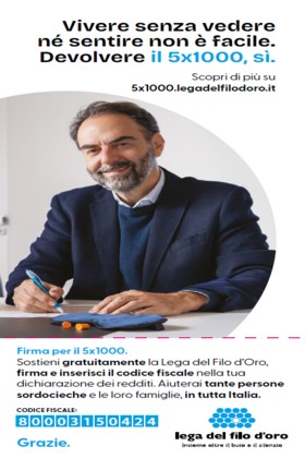 Volantino destinato alle aziende per promuovere internamente la devoluzione del 5x1000 in favore della Lega del Filo d'Oro