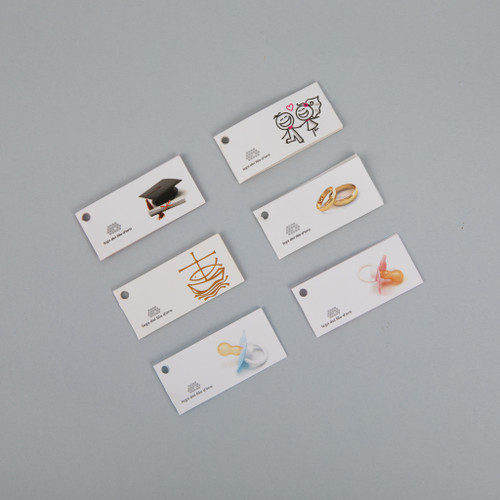 Bigliettini solidali assortiti per abbellire le tue bomboniere: cresima, comunione, battesimo, nascita, compleanno, laurea, matrimonio 17