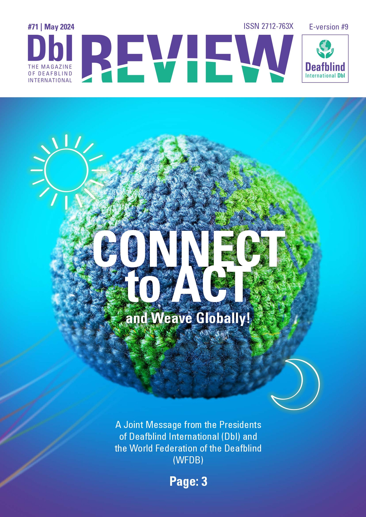 Copertina della rivista "Coping with Usher: Development of a Manual and Training Program for Professionals" per il supporto psicosociale ai genitori e ai loro figli con sindrome di Usher. In primo piano un mondo creato all'uncinetto.