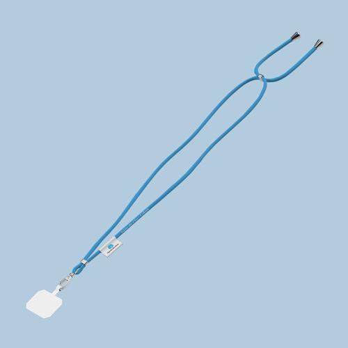 Laccetto per smartphone azzurro scritta "Insieme Oltre il Buio e il silenzio" e con etichetta che mostra il logo della Lega del Filo d'Oro. 10